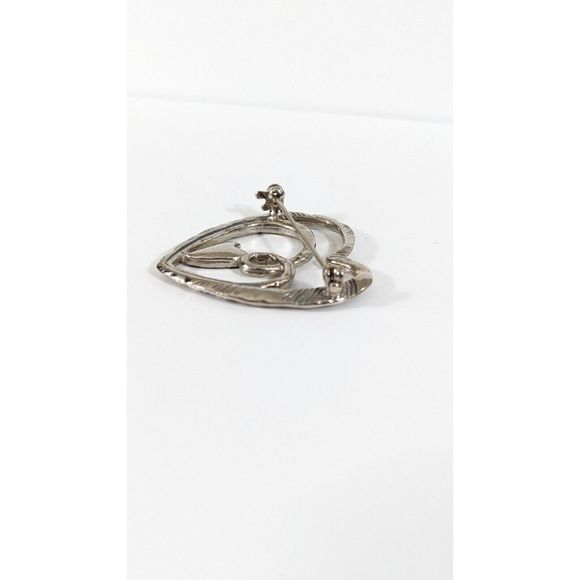 Heart Shaped Silver Toned Red Enamel  Multi Heart Brooch Pin - Love Valentine's - Picture 4 of 9